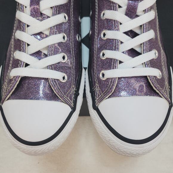 Converse Shoes Juniors 5 Purple Shiny Sparkly Glitter Low Tops Womens 6.5 7 - Picture 6 of 14